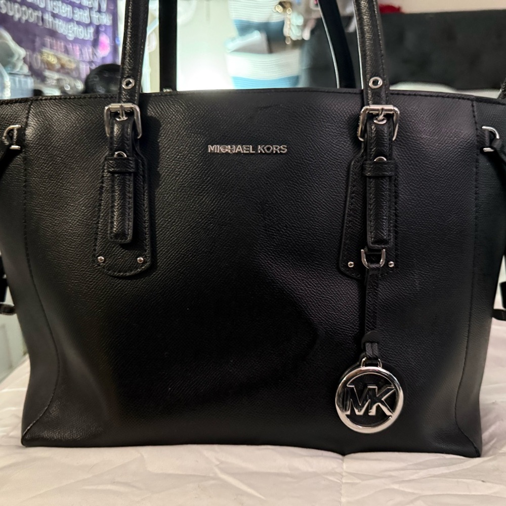 Michael Kors Black Tote with Silver Accents